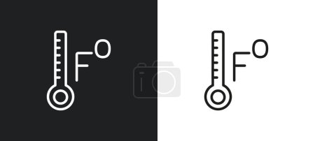 Ilustración de Farenheit icono de contorno en colores blanco y negro. Farenheit icono de vector plano de la colección del tiempo para la web, aplicaciones móviles y ui. - Imagen libre de derechos