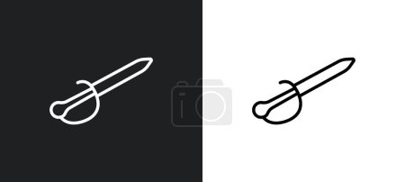 Ilustración de Sable icono de contorno en blanco y negro colores. sable icono de vector plano de la colección de armas para la web, aplicaciones móviles y ui. - Imagen libre de derechos