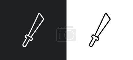 Ilustración de Katana con icono de contorno de mango en colores blanco y negro. katana con mango icono de vector plano de la colección de armas para la web, aplicaciones móviles y ui. - Imagen libre de derechos