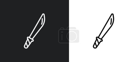 Téléchargez les illustrations : Icône de contour samouraï en blanc et noir. samouraï plat vecteur icône de la collection d'armes pour le web, applications mobiles et ui. - en licence libre de droit