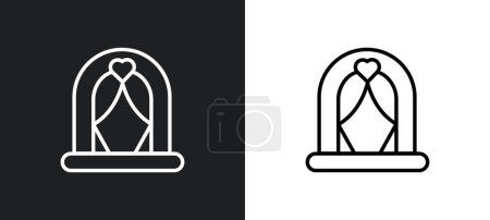 Illustration for Altar outline icon in white and black colors. altar flat vector icon from valentines day collection for web, mobile apps and ui. - Royalty Free Image