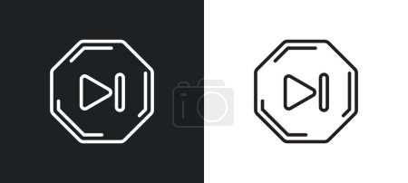 Illustration for Disconnected chains outline icon in white and black colors. disconnected chains flat vector icon from user interface collection for web, mobile apps and ui. - Royalty Free Image