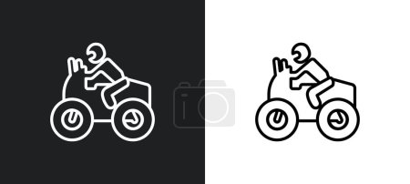 Téléchargez les illustrations : Icône de contour du motocycliste en blanc et noir. motocycliste icône vectorielle plat de la collection utilisateur pour le web, applications mobiles et ui. - en licence libre de droit