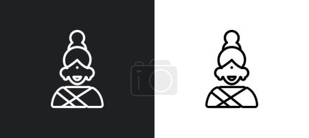 femmes indiennes icône contour dans les couleurs blanches et noires. femmes indiennes icône vectorielle plat de la collection utilisateur pour le web, applications mobiles et ui.