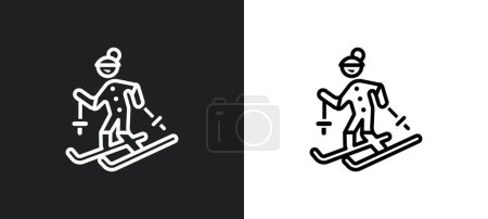 Illustration for Skier outline icon in white and black colors. skier flat vector icon from user collection for web, mobile apps and ui. - Royalty Free Image