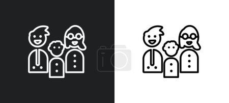 Téléchargez les illustrations : Avatars famille icône contour en blanc et noir couleurs. avatars famille icône vectorielle plat de la collection de l'utilisateur pour le web, applications mobiles et ui. - en licence libre de droit