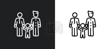 Ilustración de Icono del contorno de la familia gay en colores blanco y negro. gay familia plana vector icono de usuario colección para web, aplicaciones móviles y ui. - Imagen libre de derechos