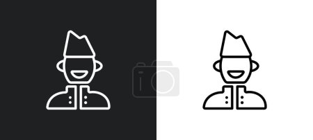 Ilustración de Icono de contorno indonesio en colores blanco y negro. icono de vector plano indonesio de la colección de usuarios para la web, aplicaciones móviles y ui. - Imagen libre de derechos