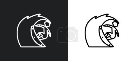 Illustration for Extreme sports outline icon in white and black colors. extreme sports flat vector icon from user collection for web, mobile apps and ui. - Royalty Free Image