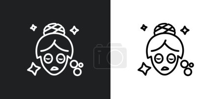Illustration for Face treatments outline icon in white and black colors. face treatments flat vector icon from user collection for web, mobile apps and ui. - Royalty Free Image