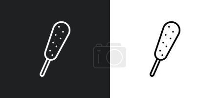 Téléchargez les illustrations : Icône de contour de corndog en blanc et en noir. corndog icône vectorielle plat de la collection des États-Unis pour le web, applications mobiles et ui. - en licence libre de droit