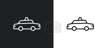 Illustration for Cab outline icon in white and black colors. cab flat vector icon from united states collection for web, mobile apps and ui. - Royalty Free Image