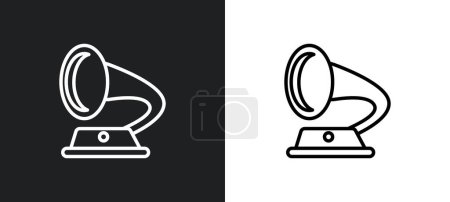 Ilustración de Icono de esquema de gramófono en colores blanco y negro. gramófono icono de vector plano de la colección de estados unidos para la web, aplicaciones móviles y ui. - Imagen libre de derechos