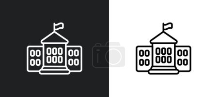 Illustration for White house outline icon in white and black colors. white house flat vector icon from united states collection for web, mobile apps and ui. - Royalty Free Image