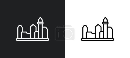 Illustration for Albuquerque outline icon in white and black colors. albuquerque flat vector icon from united states of america collection for web, mobile apps and ui. - Royalty Free Image