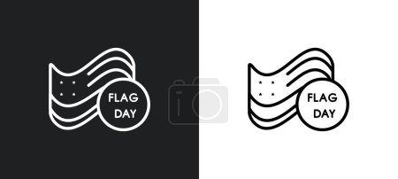 Ilustración de Icono del contorno del día de la bandera en colores blanco y negro. Día de la bandera icono de vector plano de Estados Unidos de América colección para la web, aplicaciones móviles y ui. - Imagen libre de derechos