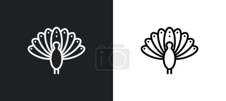 Illustration for Thanksgiving peacock outline icon in white and black colors. thanksgiving peacock flat vector icon from united states of america collection for web, mobile apps and ui. - Royalty Free Image