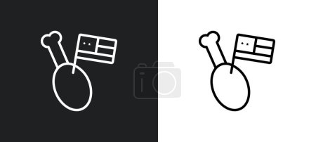 Illustration for Turkey leg outline icon in white and black colors. turkey leg flat vector icon from united states of america collection for web, mobile apps and ui. - Royalty Free Image