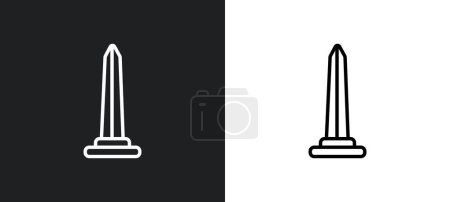 Obelisk-Umrisssymbol in weißen und schwarzen Farben. Obelisk flache Vektor-Ikone aus den Vereinigten Staaten von Amerika Sammlung für Web, mobile Apps und ui.