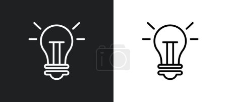 light bulb on outline icon in white and black colors. light bulb on flat vector icon from ultimate glyphicons collection for web, mobile apps and ui.