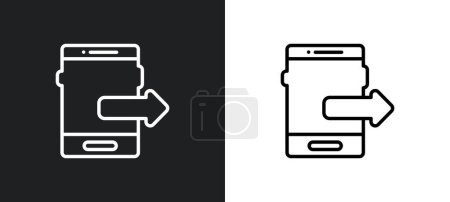 phone with right arrow outline icon in white and black colors. phone with right arrow flat vector icon from ultimate glyphicons collection for web, mobile apps and ui.