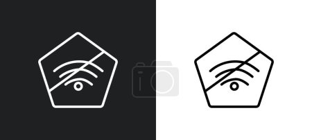 Ilustración de Conexiones a Internet fuera del icono del esquema en colores blanco y negro. conexiones a Internet fuera de icono de vector plano de última colección de glifos para la web, aplicaciones móviles y ui. - Imagen libre de derechos