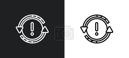 refresh with exclamation outline icon in white and black colors. refresh with exclamation flat vector icon from ultimate glyphicons collection for web, mobile apps and ui.
