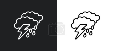 Illustration for Rain cloud outline icon in white and black colors. rain cloud flat vector icon from ultimate glyphicons collection for web, mobile apps and ui. - Royalty Free Image
