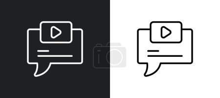 Video-Kommentar umreißt Symbol in weißen und schwarzen Farben. Video Kommentar flache Vektorsymbol aus ultimative Glyphicons Sammlung für Web, mobile Apps und ui.