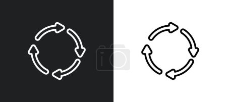 Illustration for Circular counterclockwise arrows outline icon in white and black colors. circular counterclockwise arrows flat vector icon from ultimate glyphicons collection for web, mobile apps and ui. - Royalty Free Image