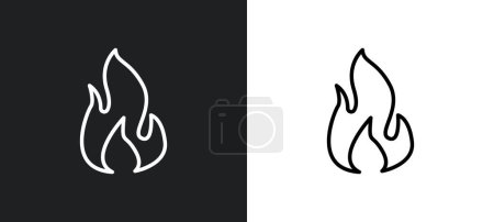 round flame outline icon in white and black colors. round flame flat vector icon from ultimate glyphicons collection for web, mobile apps and ui.
