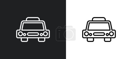 taxi fron view outline icon in white and black colors. taxi fron view flat vector icon from ultimate glyphicons collection for web, mobile apps and ui.