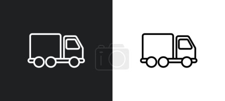 Illustration for Big cargo truck outline icon in white and black colors. big cargo truck flat vector icon from ultimate glyphicons collection for web, mobile apps and ui. - Royalty Free Image