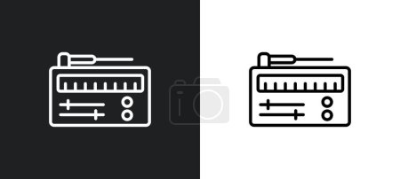 Illustration for Old radio with antenna outline icon in white and black colors. old radio with antenna flat vector icon from ultimate glyphicons collection for web, mobile apps and ui. - Royalty Free Image