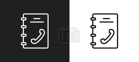 Ilustración de Llamar al icono del contorno de contacto en colores blanco y negro. llamada de contacto icono de vector plano de última colección de glifos para web, aplicaciones móviles y ui. - Imagen libre de derechos