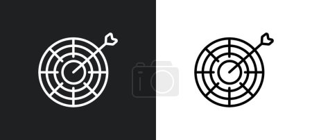 Ilustración de Blanco con icono de contorno de círculo en colores blanco y negro. objetivo con círculo icono de vector plano de última colección de glifos para la web, aplicaciones móviles y ui. - Imagen libre de derechos
