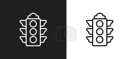 Ilustración de Gran icono de contorno de semáforo en colores blanco y negro. gran icono de vector plano semáforo de última colección de glifos para web, aplicaciones móviles y ui. - Imagen libre de derechos