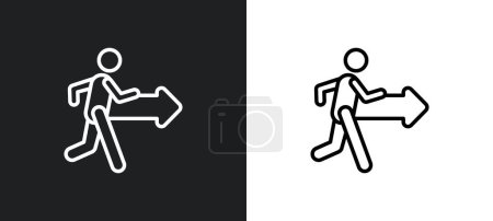 Illustration for Man walking to right outline icon in white and black colors. man walking to right flat vector icon from ultimate glyphicons collection for web, mobile apps and ui. - Royalty Free Image