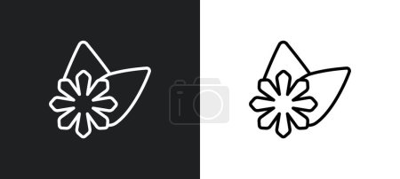 Blume mit Blättern umreißt Symbol in weißen und schwarzen Farben. Blume mit Blättern flaches Vektorsymbol aus der ultimativen Glyphicons-Kollektion für Web, mobile Apps und UI.
