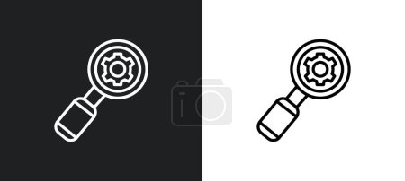 Illustration for Searching tings interface outline icon in white and black colors. searching tings interface flat vector icon from user interface collection for web, mobile apps and ui. - Royalty Free Image