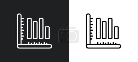 3d data analytics dual bars outline icon in white and black colors. 3d data analytics dual bars flat vector icon from user interface collection for web, mobile apps and ui.