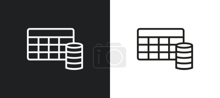 tabla para el icono de esquema de datos en colores blanco y negro. tabla para el icono de vector plano de datos de la colección de interfaz de usuario para web, aplicaciones móviles y ui.