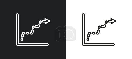 Illustration for Data analytics ascending line chart outline icon in white and black colors. data analytics ascending line chart flat vector icon from user interface collection for web, mobile apps and ui. - Royalty Free Image