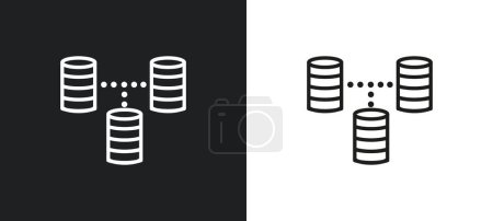 Illustration for Data interconnected outline icon in white and black colors. data interconnected flat vector icon from user interface collection for web, mobile apps and ui. - Royalty Free Image