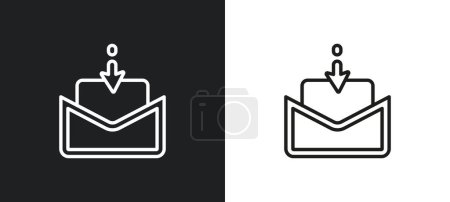 mail inbox outline icon in white and black colors. mail inbox flat vector icon from user interface collection for web, mobile apps and ui.