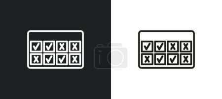 comparision table outline icon in white and black colors. comparision table flat vector icon from user interface collection for web, mobile apps and ui.