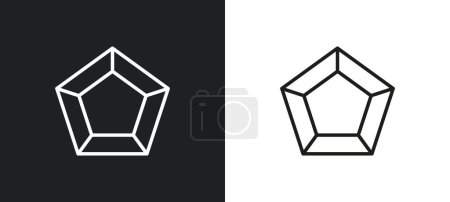 Illustration for Pentagonal chart outline icon in white and black colors. pentagonal chart flat vector icon from user interface collection for web, mobile apps and ui. - Royalty Free Image