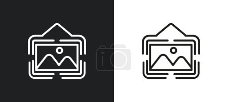 Illustration for Export button outline icon in white and black colors. export button flat vector icon from user interface collection for web, mobile apps and ui. - Royalty Free Image