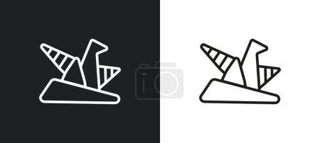 Ilustración de Bosquejado icono del contorno de flecha en colores blanco y negro. bosquejado flecha plana vector icono de la colección de interfaz de usuario para la web, aplicaciones móviles y ui. - Imagen libre de derechos