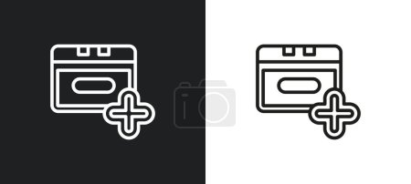 Illustration for Arrow pointing right outline icon in white and black colors. arrow pointing right flat vector icon from user interface collection for web, mobile apps and ui. - Royalty Free Image